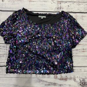 Sequin Crop Top - Purple and Black by Charlotte Russe size small